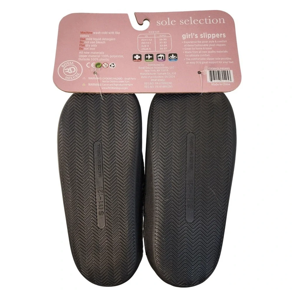 NWT Royal Deluxe Girls Slippers Size‎ Small 11-12 Memory Foam Multicolor Comfort